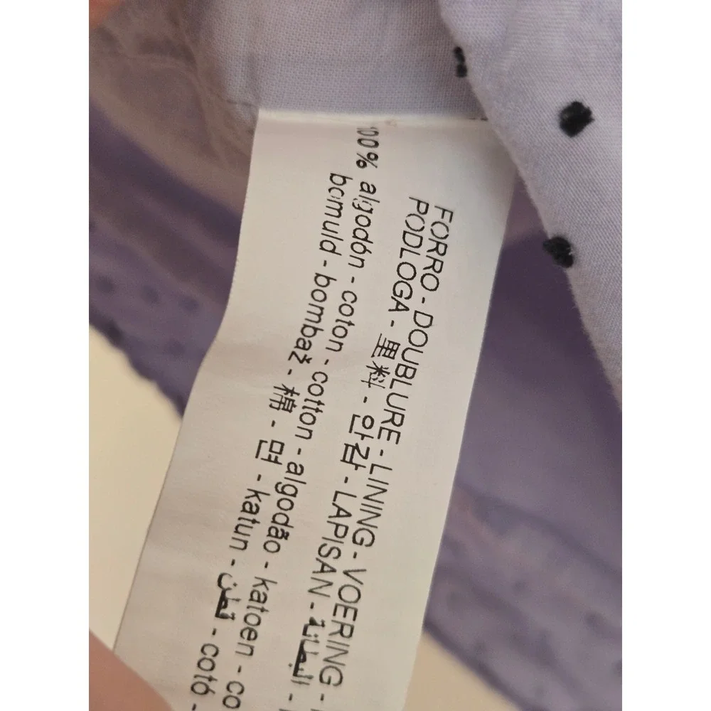 Zara Kids Girls Purple Polka Dot Ruffle Collar Cotton Dress Size 3-4 Years 104cm